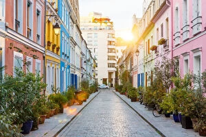 Images Dated 7th November 2018: Rue Cremieux multicolored street during sunrise without people in Paris, France
