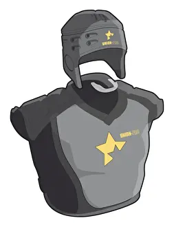 Rugby Prints: Rugby body padding, headguard and gumshield