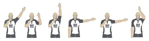 Only Mid Adult Men Prints: Rugby referee signalling penalty kick