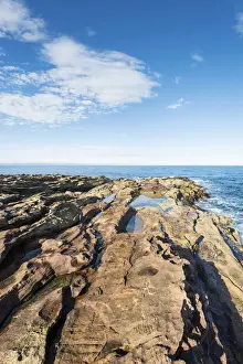 Crag Prints: Rugged coastline with eroded sandstone on the Moray Firth at Tarbat Ness
