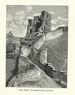 Ruined keep of Scarborough Castle, North Yorkshire, 19th Century