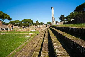 Ruined City Prints: The ruins of the Ancient Roman harbour city of Ostia Antica in Rome, Italy