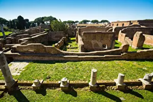 Ruined City Prints: The ruins of the Ancient Roman harbour city of Ostia Antica in Rome, Italy