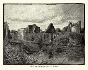 Images Dated 12th October 2018: Ruins of Desmond Castle, Adare, County Limerick, Ireland, 19th Century