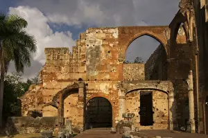 Ruins of the Hospital San Nicolas de Bari in the Zona colonial district a UNESCO World Heritage Site in Santo Domingo Dominican Republic