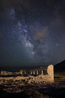 National Landmark Collection: Ruins in Los Escullos and the Milky Way background