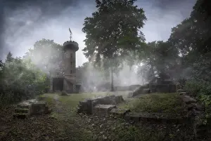 Ruins of the Ruine Stephanskloster monastery, observation tower, Heiligenberg, Heidelberg