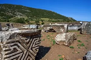 The Ruins of Stone Carving in Ancient Ephesus, Selcuk, Izmir Province, Ionia, Turkey