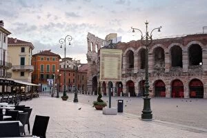 Images Dated 20th August 2014: The ruins of Verona Arena on the Piazza Bra, Verona, Italy
