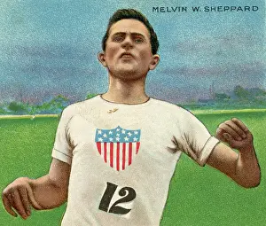 Runner Melvin W Sheppard, Hassan Cigarettes, collectible tobacco card, 1910