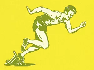 Sports Race Gallery: Runner on Yellow Background