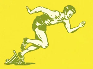 Sports Race Gallery: Runner on Yellow Background