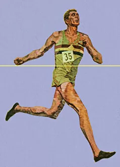 Sports Race Gallery: Running Man Crossing Finish Line