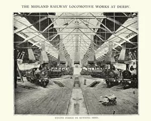 Images Dated 24th January 2017: Running shed Midland railway locomotive works at Derby, 1892