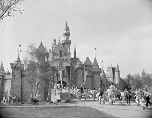 Opening Ceremonies Prints: Rushing Toward Sleeping Beauty Castle on Disneyland's Opening Day