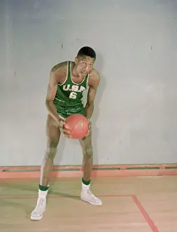 Bill Russell Holding Basketball