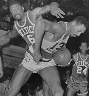 Bill Russell Prints: Bill Russell and Wilt Chamberlain in Basketball Action