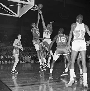 Bill Russell and Wilt Chamberlain Going for Rebound