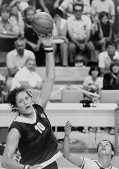 Russia and Czechoslovakia Women's Basketball Game in Action