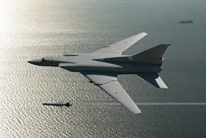 Airplane Prints: Russian Air Force Tupolev Tu-22M3 Backfire launching a Kh-22 Cruise Missile