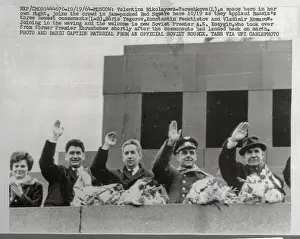 Russian Cosmonauts Waving to Crowd