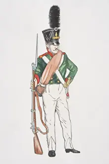 Soldiers Prints: Russian Grenadier circa 1808, wearing summer uniform and holding musket