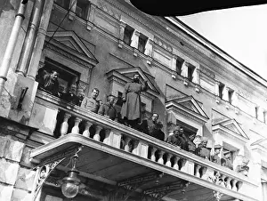 Balcony Prints: Russian Revolutionists Stand on Balcony
