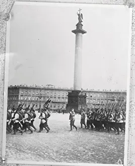 Discipline Prints: Russian Troops Marching by Government Palace