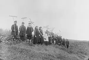 Peasant Prints: Russian Villagers with Tools Preparing for Harvest