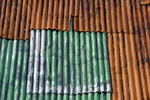 Faroe Islands Collection: Rusty Corrugated iron roof, Faroe Islands, Faroe Islands, Denmark