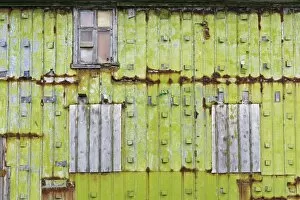 Stripe Collection: Rusty, light green metal wall, Denmark