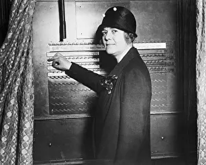 Candidate Prints: Ruth Pratt, Candidate for Congress, at Voting Machine