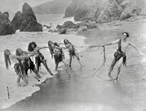 Ruth St. Denis and Ted Shawn Rehearsing with Dancers in Sand