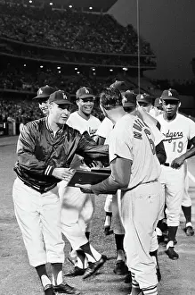 Plaque Prints: S. Musial Standing @ Microphone Smiling