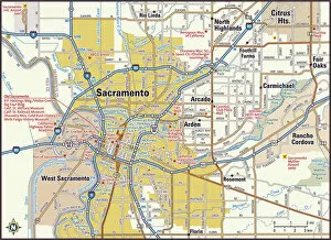 Images Dated 12th November 2017: Sacramento, California area map