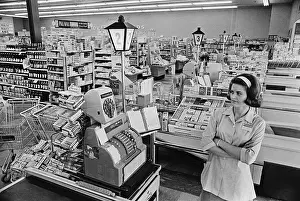 Supermarket Prints: Safeway Cashier Stands at Register