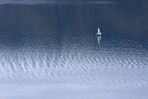 Lake Constance Prints: Sailboat on rippled water, Lake Constance, Baden-Wuerttemberg, Germany, Europe