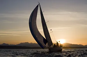Paul Souders Photography Gallery: Sailboat at Sunset, Seattle, Washington