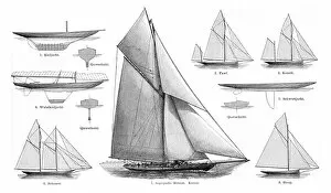 Images Dated 24th July 2016: sailboats engraving 1895
