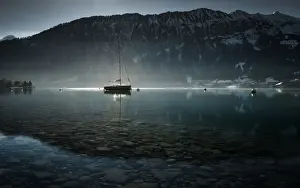 A sailing boat over lake Thun
