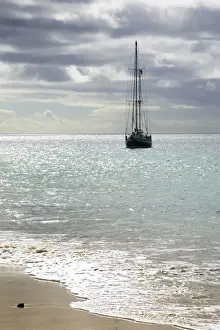 Seaboard Prints: Sailing boat on the Playa de Mujeres beach near Playa Blanca