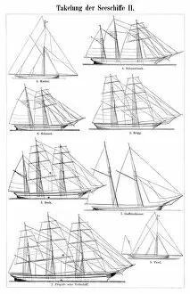 Images Dated 17th April 2017: Sailing vessels engraving 1895