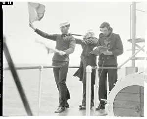 San Pedro Prints: Sailor Signaling with Flags