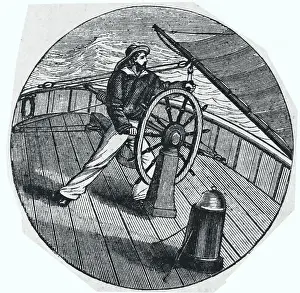 Sailor at Wheel of Boat