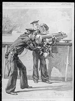 Sailor Prints: Sailors Firing Hotchkiss Gun