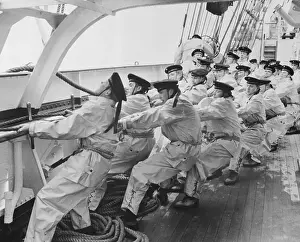 Sailors Pulling on Rope