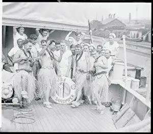 Sailors of Sandpiper As Hula Dancers