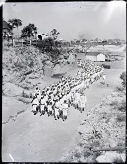 Landing Prints: Sailors In Uniform Marching From Harbor