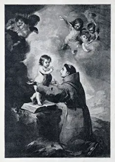 Prints of The Vision of Saint Anthony of Padua with the Infant Jesus Anthony of Padua or Anthony of Lisbon (Portuguese) World Religion Prints: Saint Anthony of Padua with the Infant Jesus illustration 1899