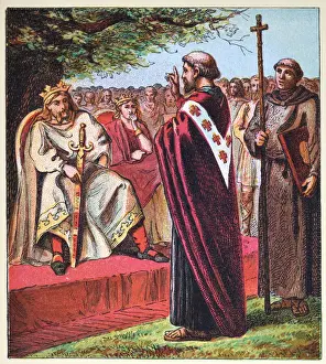Saint Augustine of Canterbury converting King Ethelbert to Christianity